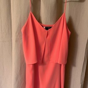 Coral silk MIDI dress. WORN ONCE. LIKE NEW. Size: 6
